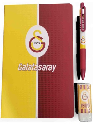 Twin Taraftar Versatil Kalem Silgi Bloknot Seti Kırtasiye 3 Lü Set Galatasaray