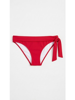 Zi Kırmızı Dar Kalıp Bir Taraf Kalın Ip Bağcıklı Bikini Altı