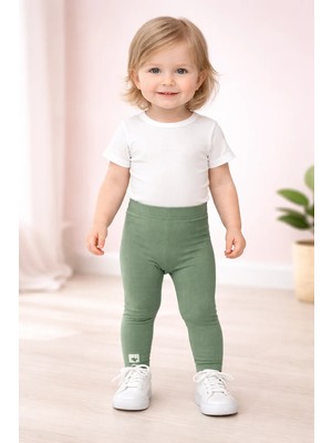 Almira Anne Bebek Çocuklar Için Esnek Yeşil Tek Alt Tayt - Günlük Rahatlık