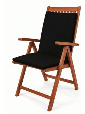 Gullfoss Siyah Bahçe Balkon Salon Sandalye Minderi (Arkalıklı)