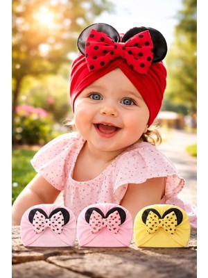 Almira Anne Bebek Unisex Bebek Penye Bone - Renkli Mickey Mouse Desenleri