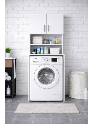 Nenu Nova Çamaşır Makinesi Dolabı- Kurutma Dolabı- Üst Dolaplı- Beyaz- Banyo
