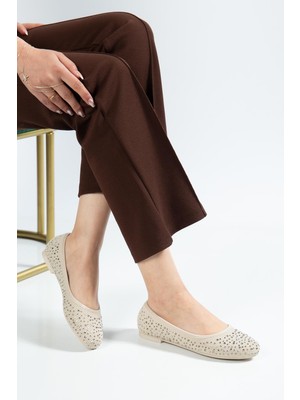Suins Shoes Suins Davis Model Taşlı Kadın Babet Ayakkabı