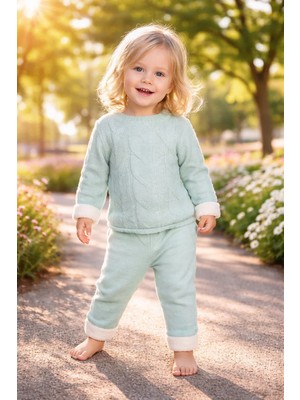 Almira Anne Bebek Yazlık Kız Çocuk Triko Takım Yeşil 1 Yaş Günlük Şıklık