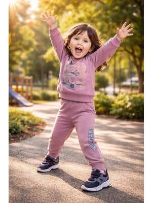 Almira Anne Bebek Mevsimlik Çocuk Giyim Mor Takım, Uzun Kollu Sweat ve Pantolon