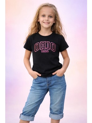 Almira Anne Bebek Kız Çocuk Siyah Fosforlu Tişört 10-14 Yaş Çocuk Giyim