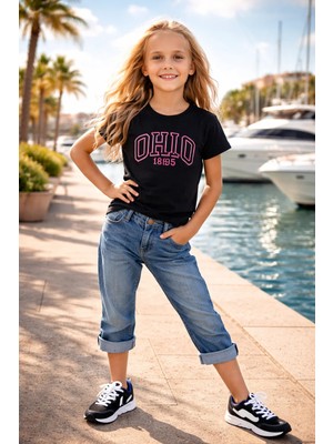 Almira Anne Bebek Kız Çocuk Siyah Fosforlu Tişört 10-14 Yaş Çocuk Giyim