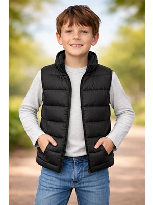 Almira Anne Bebek Çocuklar Için Su Geçirmez Siyah Şişme Yelek 7-10 Yaş