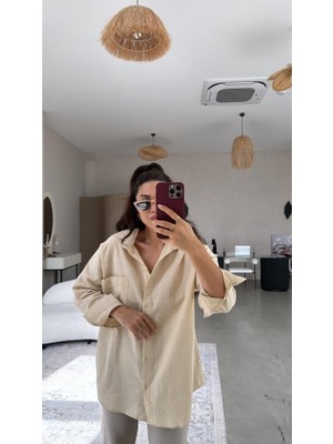 Deridün Yıldız Shoes Kadın Tek Cepli Over Size Ketem Gömlek