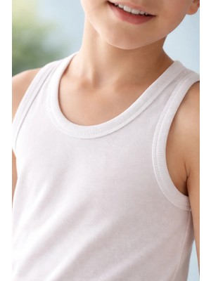 Almira Anne Bebek Erkek Çocuk Iç Giyim Atlet 6-7 Yaş Beyaz Yazlık Spor Parça