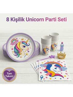 Çavuş E-Ticaret Unıcorn Temalı Doğum Günü Parti Seti-Tabak-Bardak-Peçete Seti-8 Kişilik