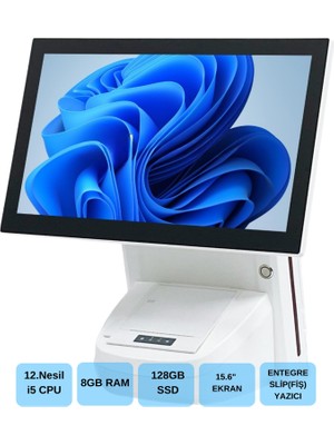 Binbir Göz Bilgisayar Iromx WP-1215W I5 12.gen 8gb 128GB 15.6" Wıfı/dahili Slip Yazıcılı Beyaz Endüstriyel Pos Pc