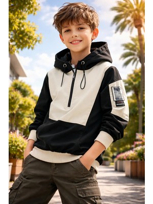 Almira Anne Bebek Rahat ve Şık Çocuk Siyah Sweatshirt - Kızlar Için Kışlık Giyim