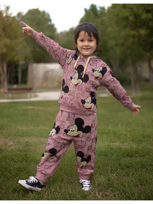 Almira Anne Bebek Bebek Kız Için Kapşonlu Takımlar Kadife Sweat Set 9-24 Ay