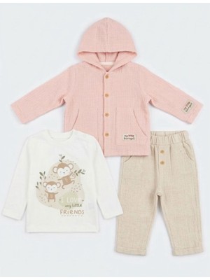 Babydoll 2li Takım Bombili Bej Pembe