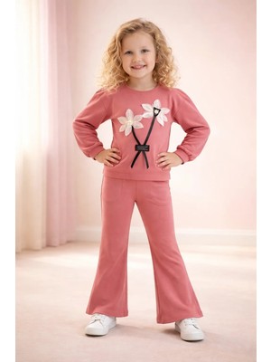 Almira Anne Bebek Kız Çocuk Yazlık Pembe Çiçek Desenli Takım 3-10 Yaş