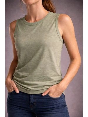 Adisia Kadın Flamlı Kumaş Sıfır Kolsuz Atlet Basic Spor Üst, Günlük ve Fitness Kullanımına Uygun - Mint Yeşili