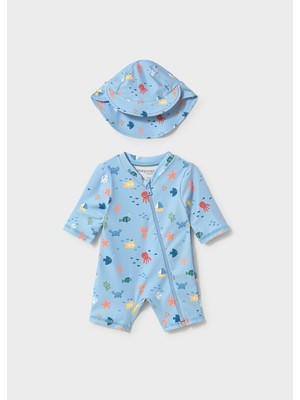 Mayoral Erkek Bebek Uv Korumalı Boneli Mayo Takım Mavi - 01620