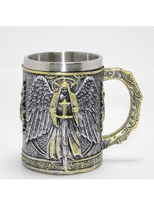 Marsilyan Savaşçı Melek Kanatlı 3D Kabartmalı Paslanmaz Çelik Kupa ALK4384