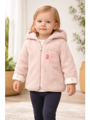 Almira Anne Bebek Bebek Kız Mont Kapşonlu Peluş Fermuarlı Yumuşak Kışlık