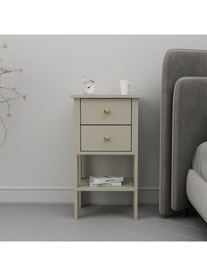 Mandosi Mobilya Çift Çekmeceli Komodin Kumtaşı