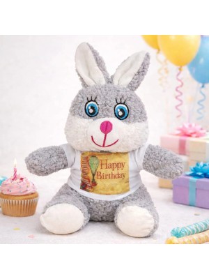 Marsilyan Doğum Günü Tişörtlü Peluş Tavşan