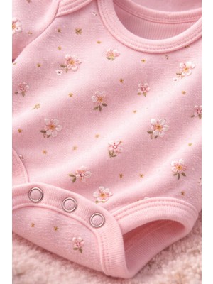 Almira Anne Bebek Bebek Body Kız Bebek Kısa Kollu Çiçek Desenli Bady