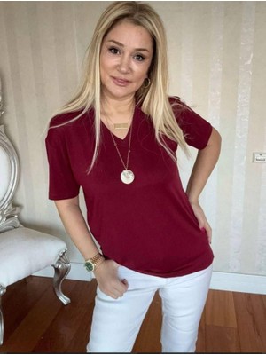 Janes Kadın Kısa Kollu V Yaka Bluz