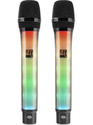 Skygo Profesyonel Kablosuz Uhf 2 Mikrofonlu Set Rgb - Siyah Wx-82