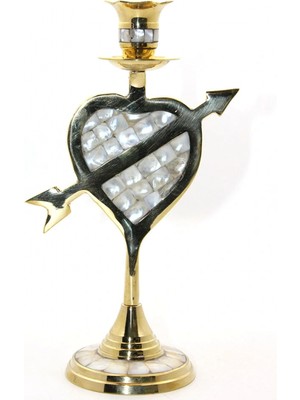 Marsilyan Pirinç Sedefli Tekli Şamdan 20 cm