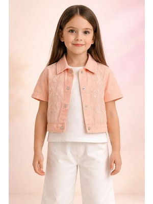 Almira Anne Bebek Kız Çocuk Kısa Kollu Takım Çocuk Giyim Yazlık Krem Pembe