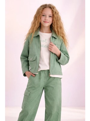 Almira Anne Bebek Kız Çocuk Kot Takım Yazlık Yeşil Fermuarlı Ceket Beden Seçenekleri