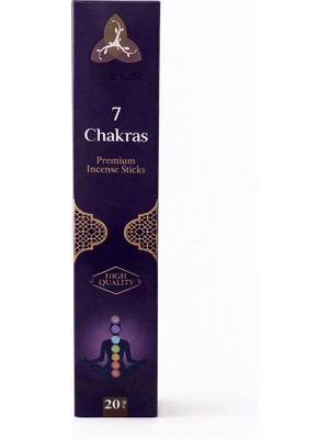 Mahur 7 Chakras Premium Tütsü Çubuğu – 20 Adet Meditasyon & Yoga Tütsüsü