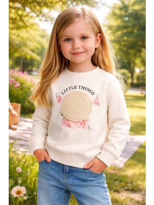 Almira Anne Bebek Kız Çocuk Giyim Sweatshirt Uzun Kollu Çiçek Baskılı Baharlık Gri