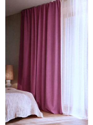 Ran Perde Blackout Fon Perde - Pembe  - Pilesiz Düz Dikim - MBE5005