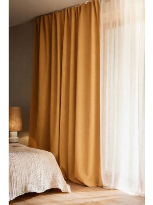 Ran Perde Blackout Fon Perde - Turuncu - Pilesiz Düz Dikim - MRTY41