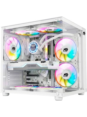 Next Gaming Orion Cube 3x Tuştan Değişen Rgb Fanlı M-Atx Boş Bilgisayar Kasası Beyaz