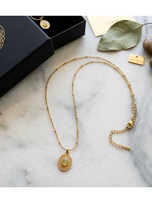 Triya Wear Studio-Gold- Çelik-Kararmaz-Doğal Taş Kadın Kolye