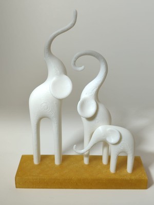 3dArt54 Dekoratif Minimalist Fil Ailesi Biblo - beyaz ve Siyah Modern Heykel - 3'lü tek parça Set Ev ve Ofis Hediyesi