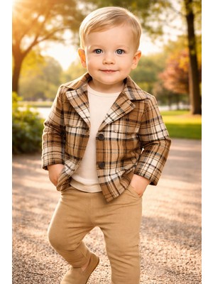 Almira Anne Bebek Mevsimlik Erkek Bebek Ekose Takım Seti Kız ve Erkek Bebekler Için