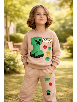 Almira Anne Bebek Erkek Çocuk LEGO Baskılı Kahverengi Takım Seti