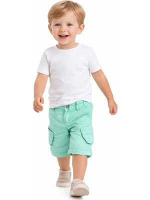 Jacklions Erkek Çocuk Mint Yeşili Cargo Cep Detaylı Kanvas Şort