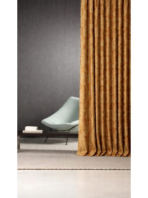 Ran Perde Kiremit Jakar Desenli Fon Perde - Pileli Dikim -1 Takım