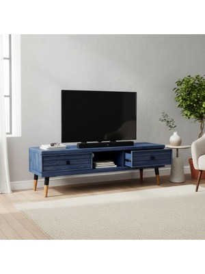 Mobenta Stria Tv, Doğal Masif Ahşap Tv Ünitesi 2 Çekmeceli 1 Raflı - 120 cm Ig