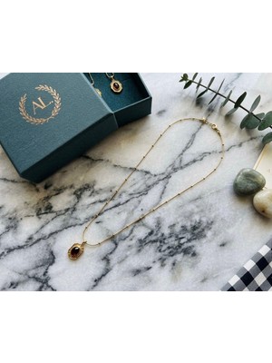 Triya Wear Studio-Gold- Çelik-Kararmaz-Doğal Taş Kadın Kolye