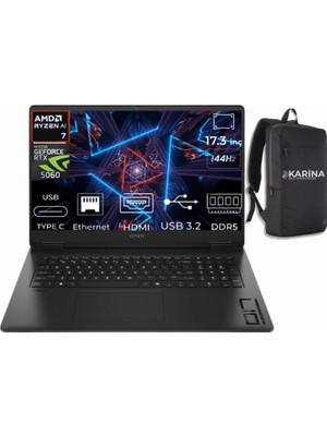 Hp Omen 17-DB1015NT Ryzen Aı 7 350 C2EZ5EA-K38 64GB 4tb RTX5060 8gb W11PRO 17.3" Full Hd Gaming Laptop