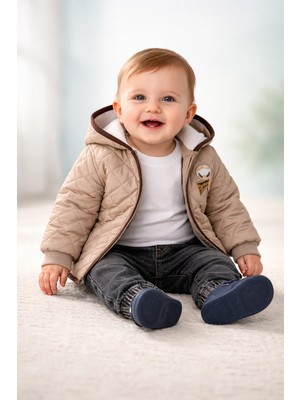 Almira Anne Bebek Bebek Erkek Kapşonlu Takım Kışlık 3 Parça, Kot Pantolonlu