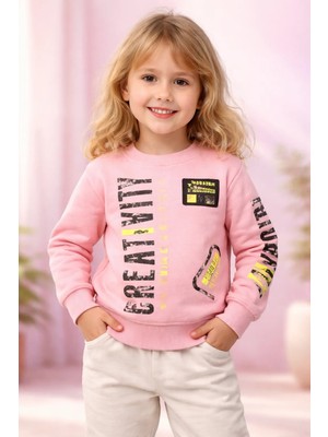 Almira Anne Bebek Çocuklar Için Uzun Kollu Pudra Sweatshirt 3-7 Yaş