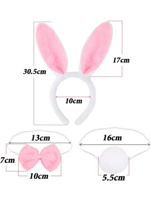 İlk El Grup Tavşan Kostüm Seti Taç Papyon Kuyruk Pembe Renk Iegtgrs-34
