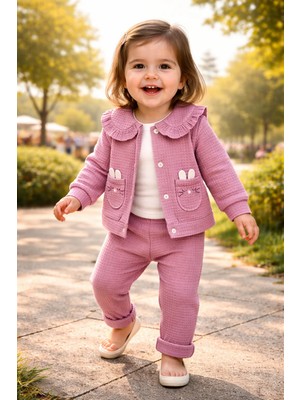 Almira Anne Bebek Bebek Kız Takımı Yazlık Pamuklu Konforlu 3 Parça Set